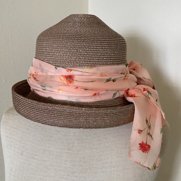 Summer Ready Scarf Orange Sherbet Color with Dainty Flower Pattern Silk - Picture 3 of 8